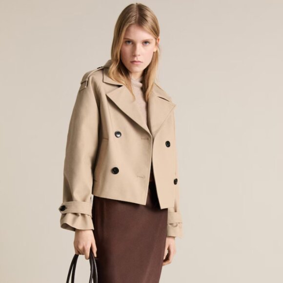 Mango Cotton Double Breasted Cropped Trench - Picture 5 of 6